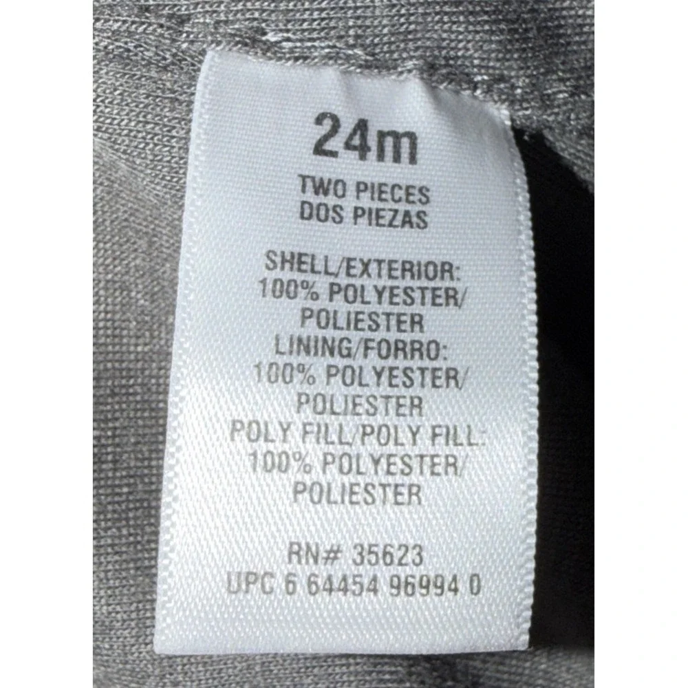 Carter's Gray Spotted Plush Puppy Costume Bodysuit‎ Top Only Baby Size 24 Months